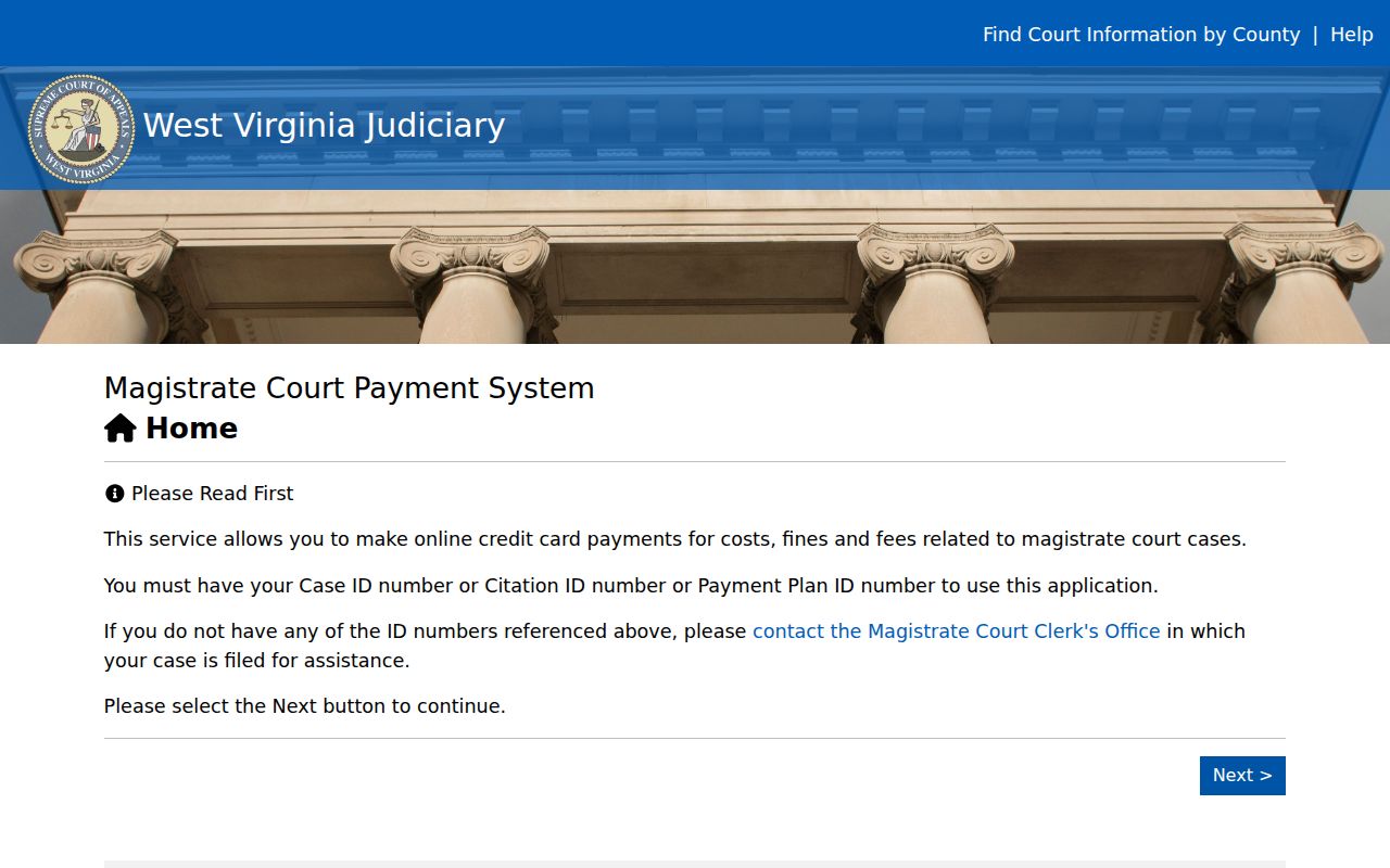 Gilmer County traffic court records MFP case number payment screen